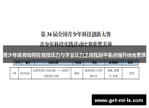 青少年体育如何在竞技压力与学业压力之间找到平衡点提升综合素质