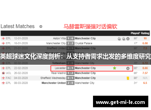 英超球迷文化深度剖析：从支持者需求出发的多维度研究
