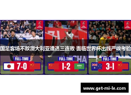 国足客场不敌澳大利亚遭遇三连败 面临世界杯出线严峻考验 国足客场不敌澳大利亚遭遇三连败 面临世界杯出线严峻考验