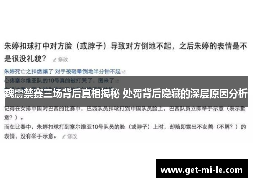 魏震禁赛三场背后真相揭秘 处罚背后隐藏的深层原因分析